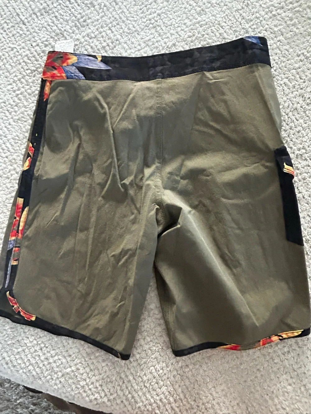 Billabong Olive Boardshorts with Black Floral Trim